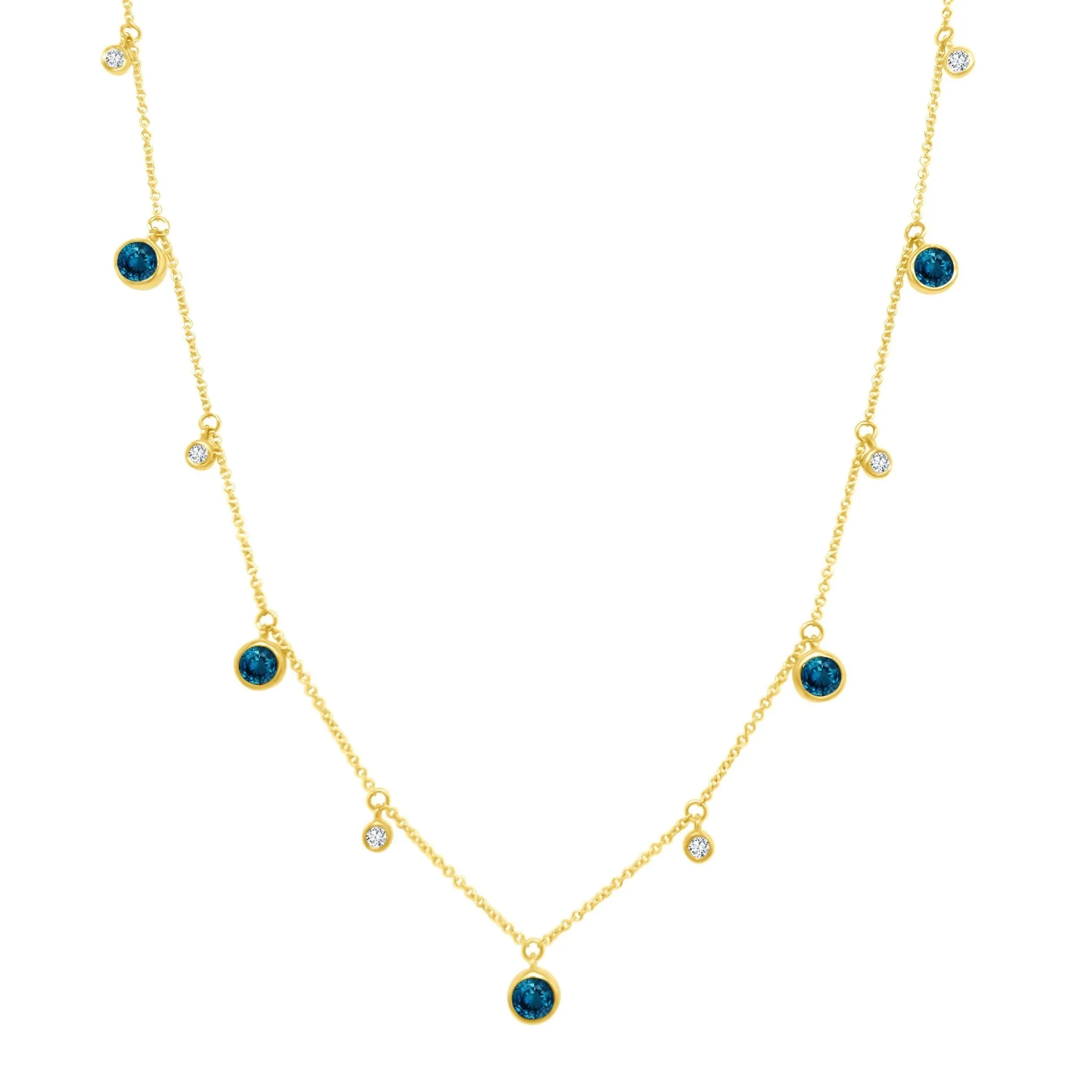 Gemstone & Diamond Bezel Dangle Necklace