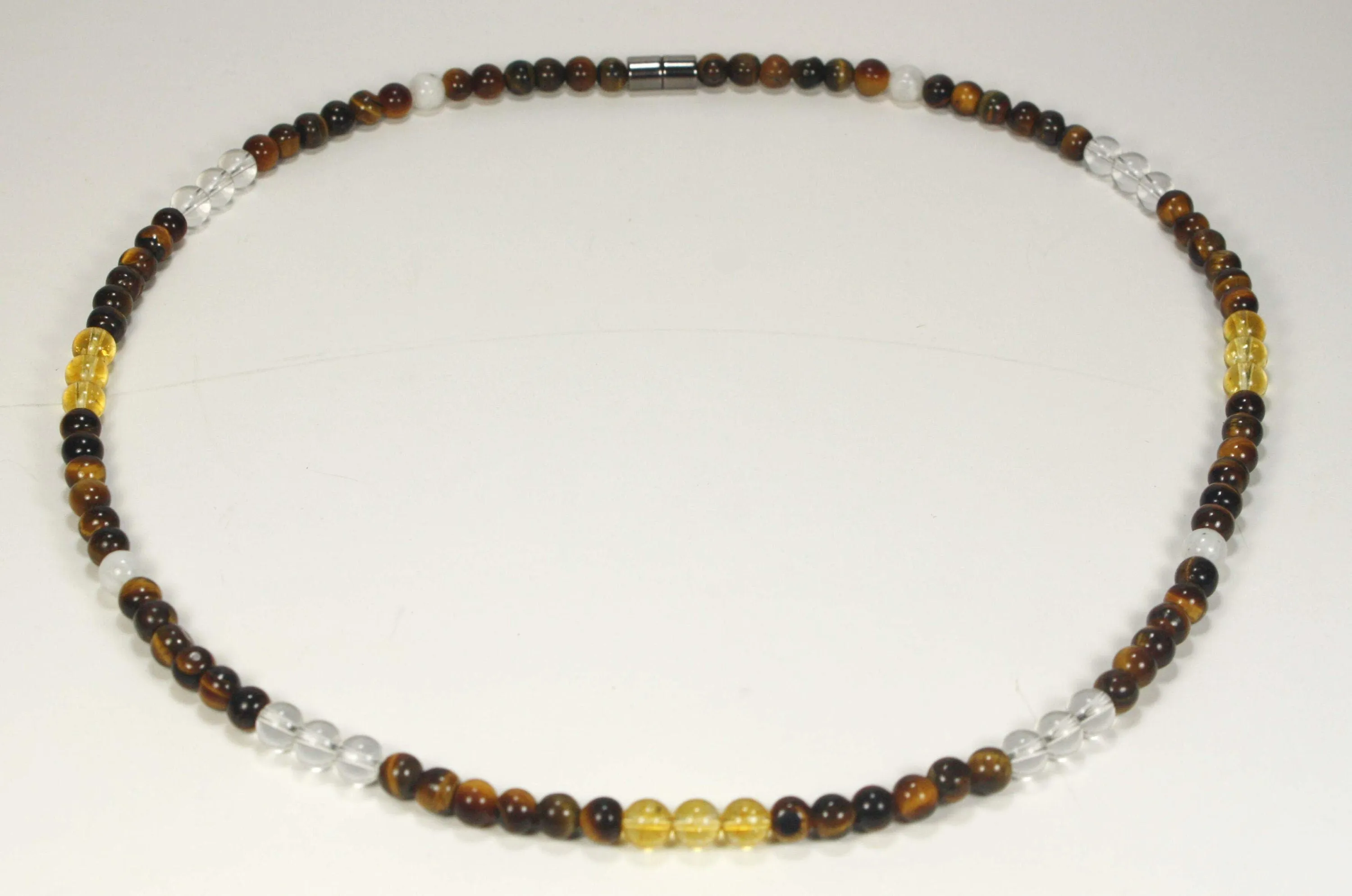 Gemstone Necklace Tiger Eye - Citrine - Moonstone - Clear Quartz - Magnetic Clasp
