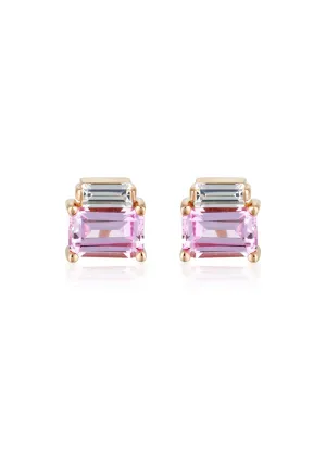 GEORGINI EMILIO WHITE RUBY CZ ROSE GOLD EARRINGS IE849P