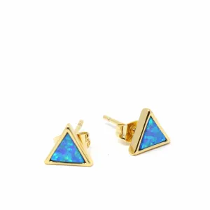 Gold and Blue Opal Triangle Stud Earrings Starfish Project