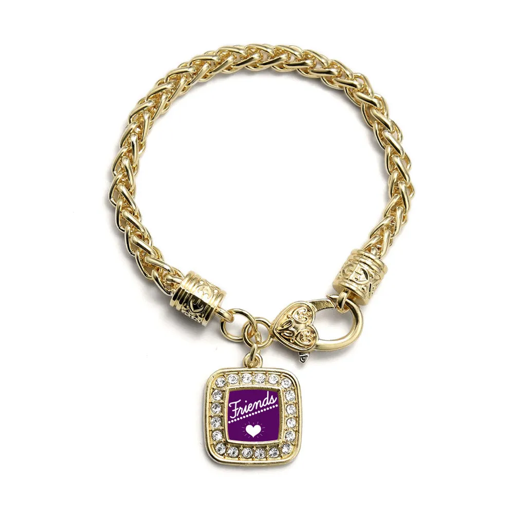 Gold Friends Square Charm Braided Bracelet