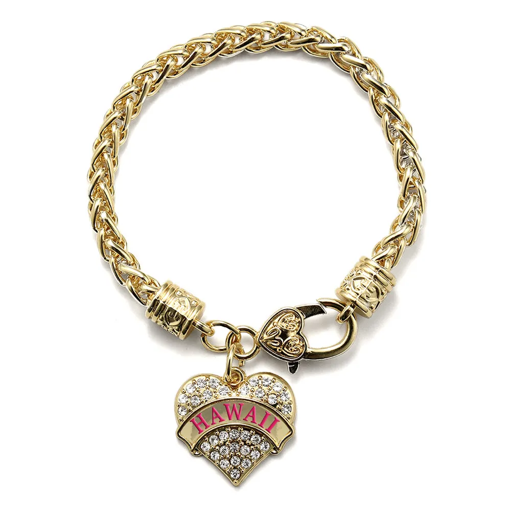 Gold Hawaii Pave Heart Charm Braided Bracelet