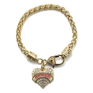 Gold Hawaii Pave Heart Charm Braided Bracelet