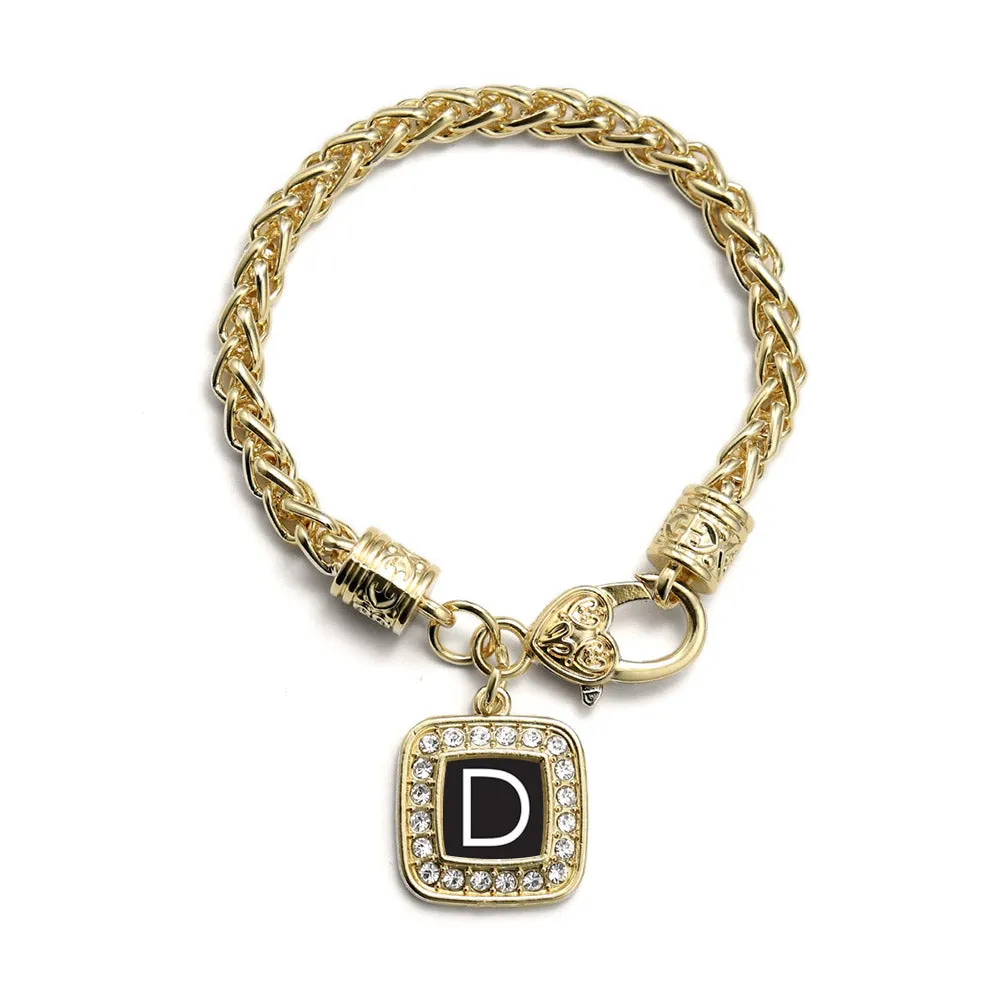 Gold My Initials - Letter D Square Charm Braided Bracelet