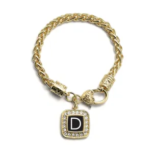 Gold My Initials - Letter D Square Charm Braided Bracelet