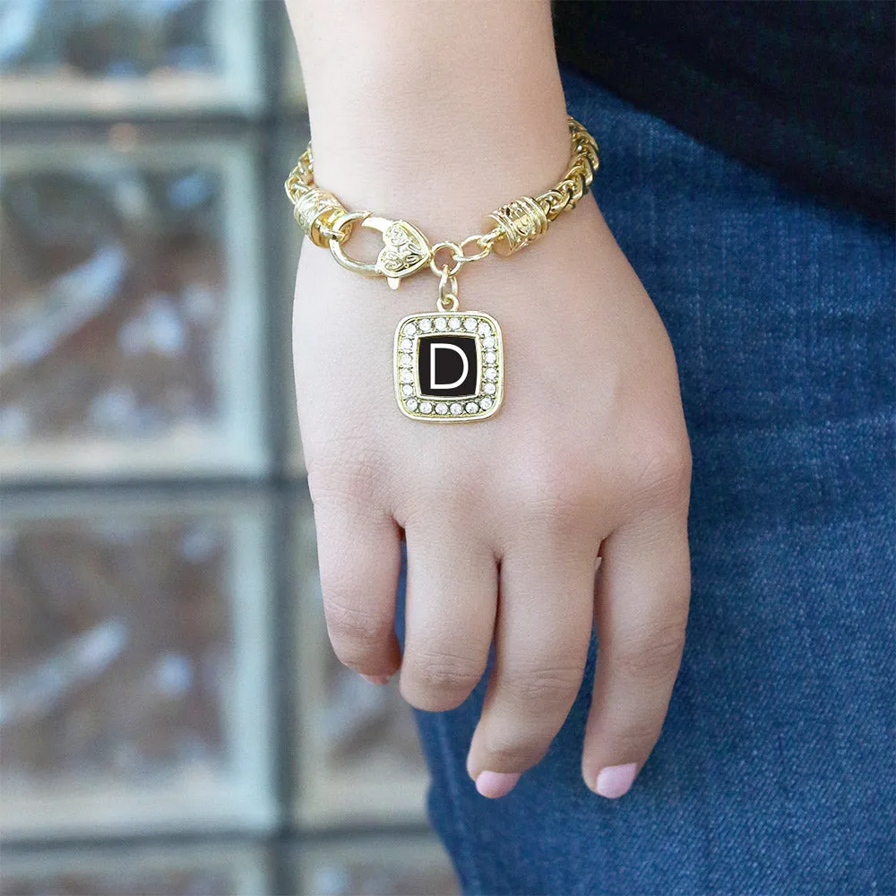 Gold My Initials - Letter D Square Charm Braided Bracelet