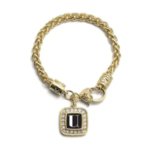 Gold My Vintage Initials - Letter U Square Charm Braided Bracelet