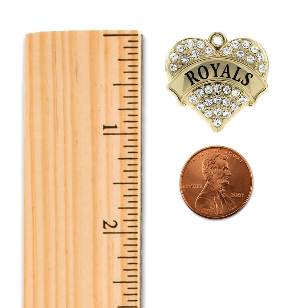 Gold Royals Pave Heart Charm Toggle Bracelet