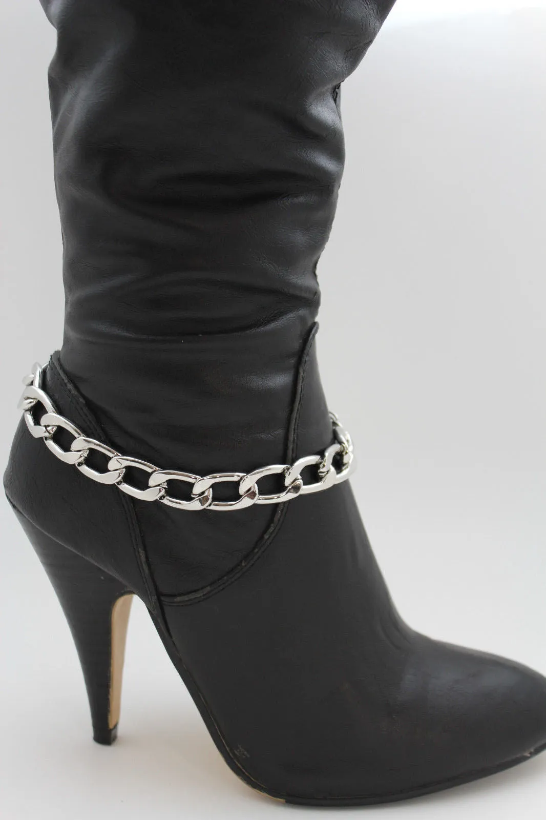Gold / Silver Metal Chunky Boot Chain Bracelet Links Anklet Shoe Charm Hot