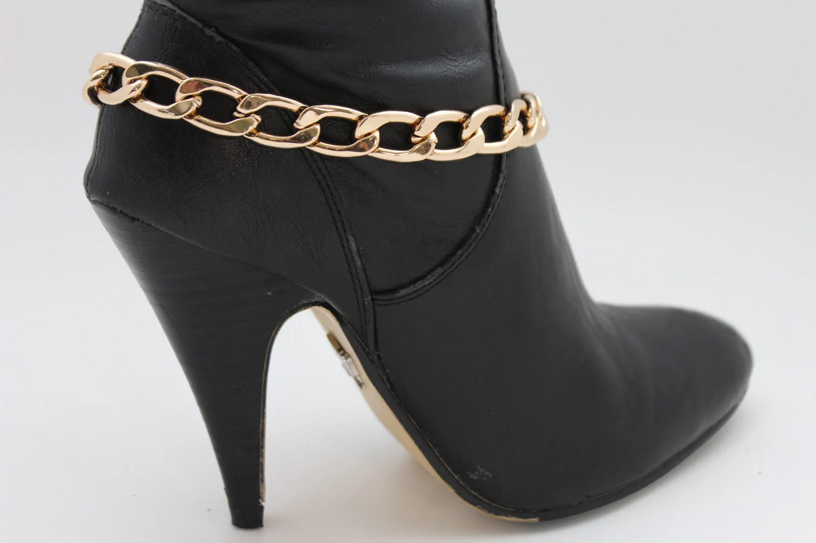 Gold / Silver Metal Chunky Boot Chain Bracelet Links Anklet Shoe Charm Hot