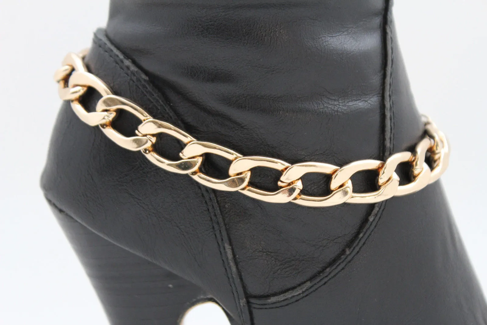 Gold / Silver Metal Chunky Boot Chain Bracelet Links Anklet Shoe Charm Hot