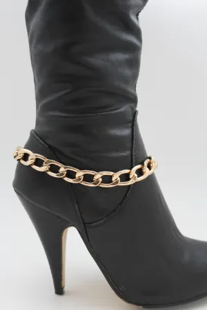Gold / Silver Metal Chunky Boot Chain Bracelet Links Anklet Shoe Charm Hot