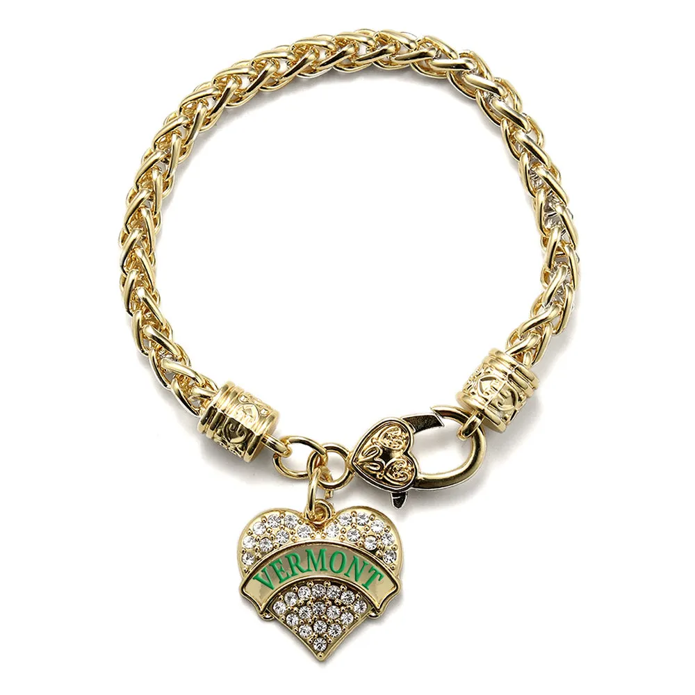 Gold Vermont Pave Heart Charm Braided Bracelet
