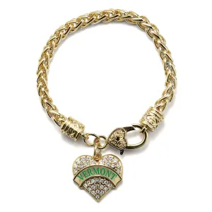 Gold Vermont Pave Heart Charm Braided Bracelet
