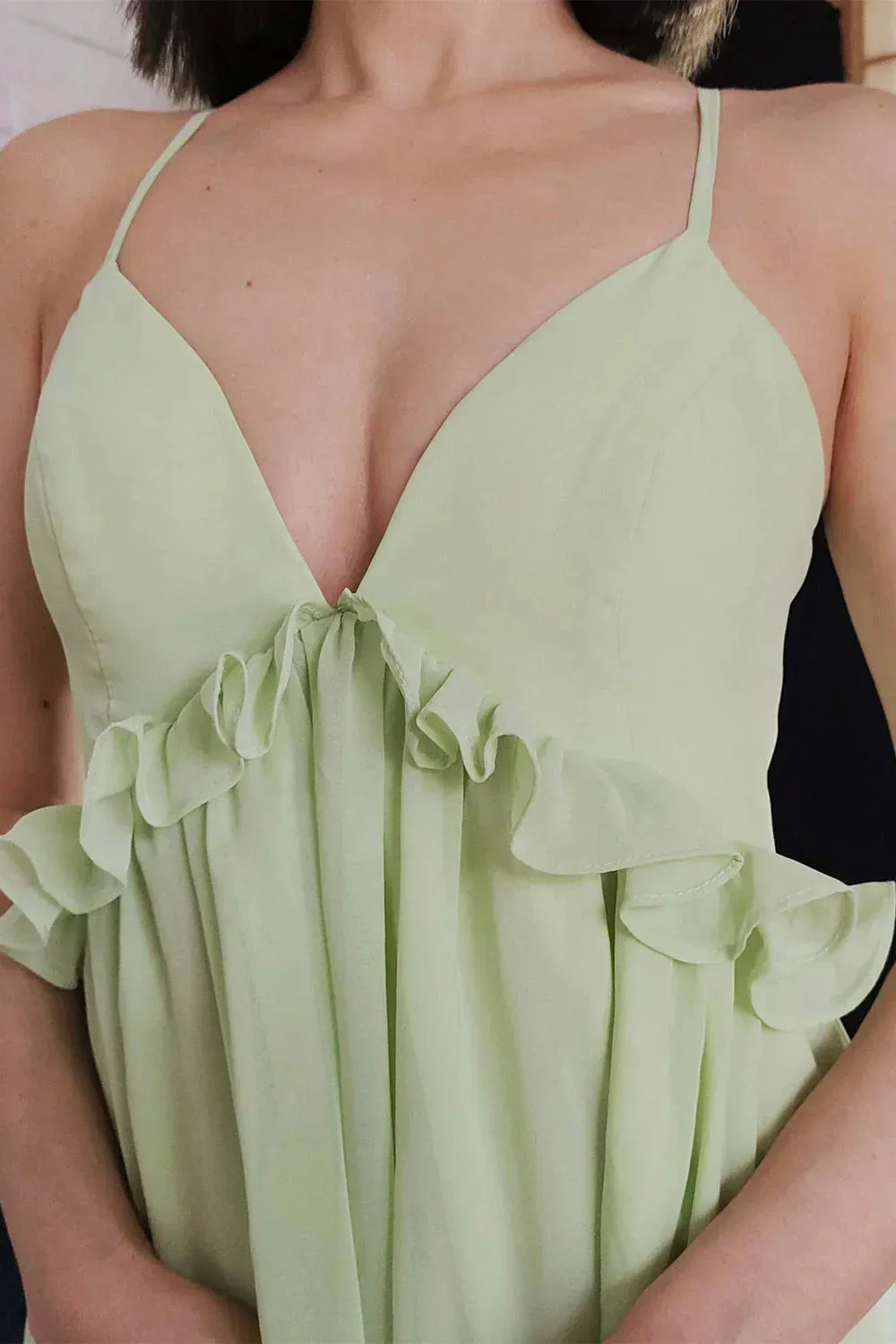 Green A Line Long Bridesmaid Dress Charming Party Dress Formal Dress