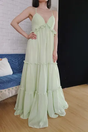 Green A Line Long Bridesmaid Dress Charming Party Dress Formal Dress