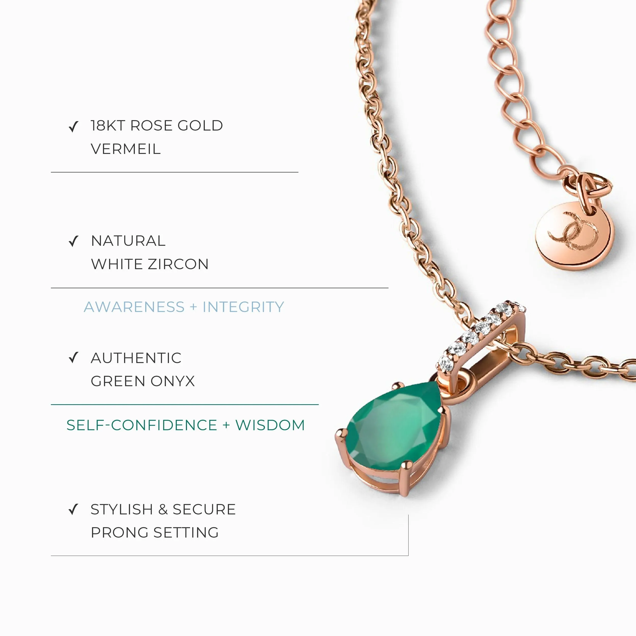 Green Onyx Necklace Sway - May Birthstone