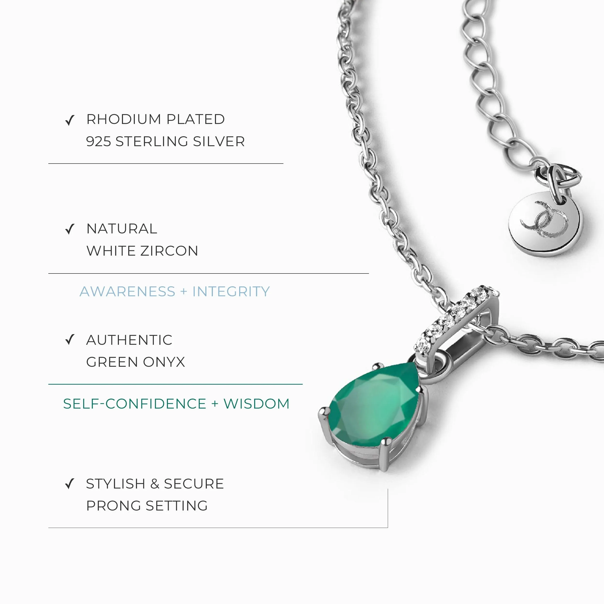 Green Onyx Necklace Sway - May Birthstone