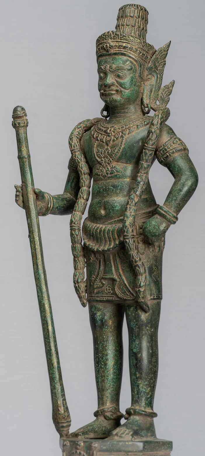 Guardian Statue - Antique Khmer Bronze Koh Ker Style Yaksha Temple Guardian - 56cm / 22"