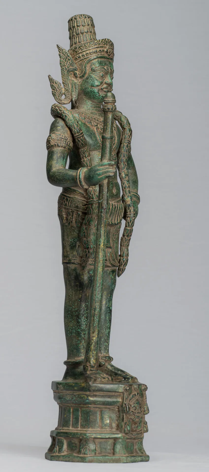 Guardian Statue - Antique Khmer Bronze Koh Ker Style Yaksha Temple Guardian - 56cm / 22"