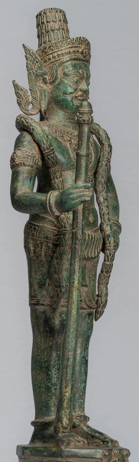Guardian Statue - Antique Khmer Bronze Koh Ker Style Yaksha Temple Guardian - 56cm / 22"