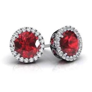 Halo Studs with Rubies