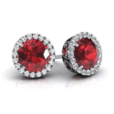 Halo Studs with Rubies