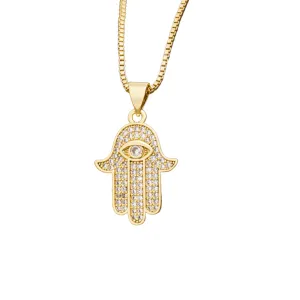 Hamsa Hand Cubic Zircon Necklace