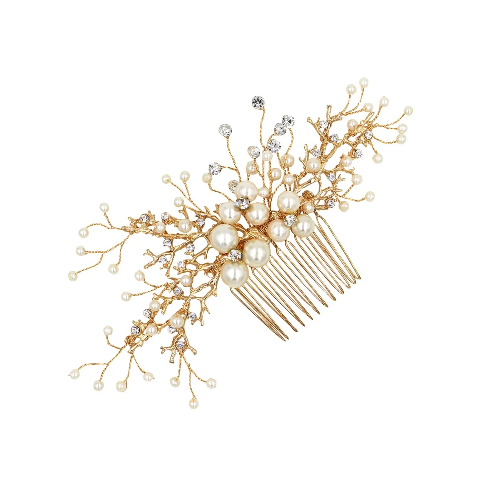 Handmade Pearls Alloy Bridal Hair Comb Wedding Headdress Hair Accessory Women