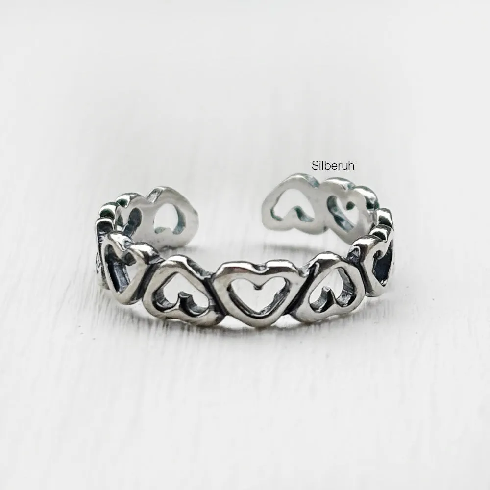 Hearts Silver Toe Ring