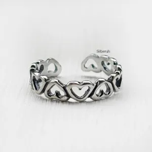 Hearts Silver Toe Ring