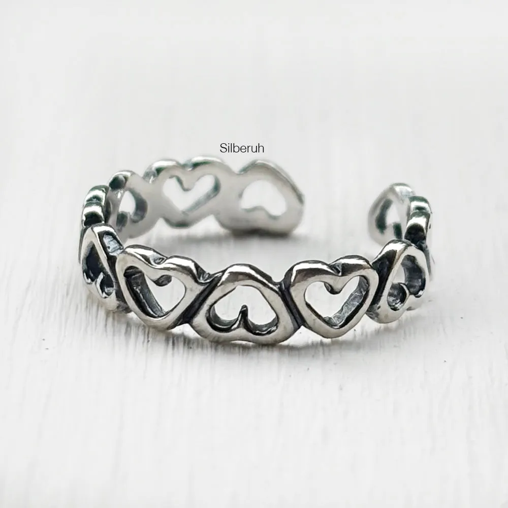 Hearts Silver Toe Ring