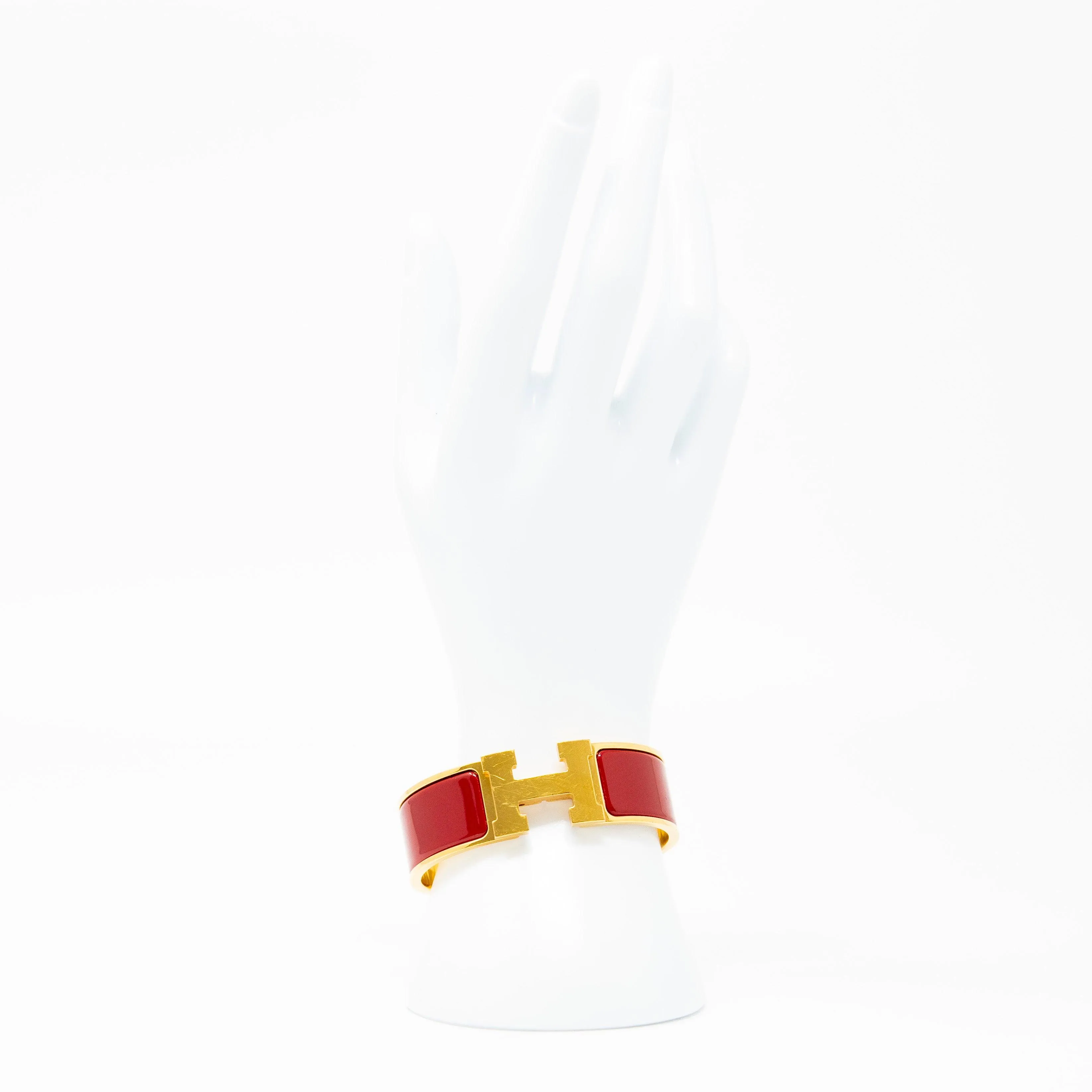 Hermes Rouge Enamel Clic H Bracelet