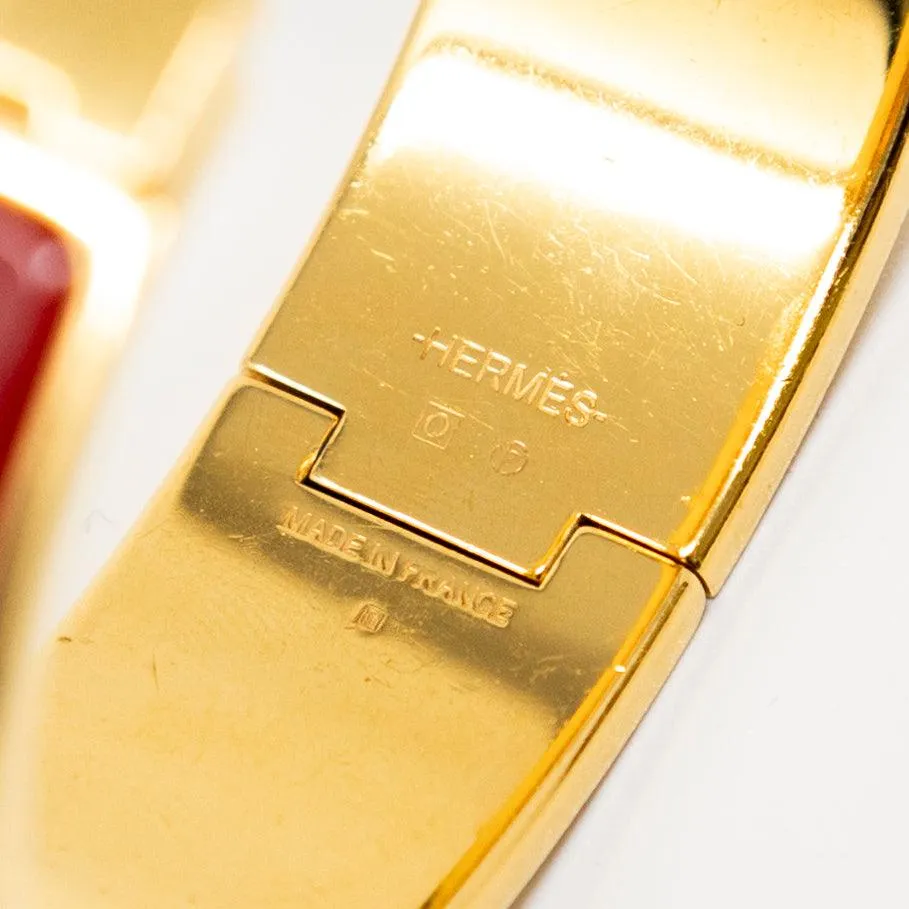 Hermes Rouge Enamel Clic H Bracelet