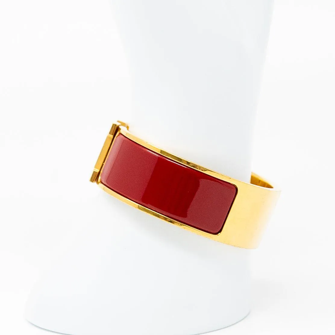 Hermes Rouge Enamel Clic H Bracelet