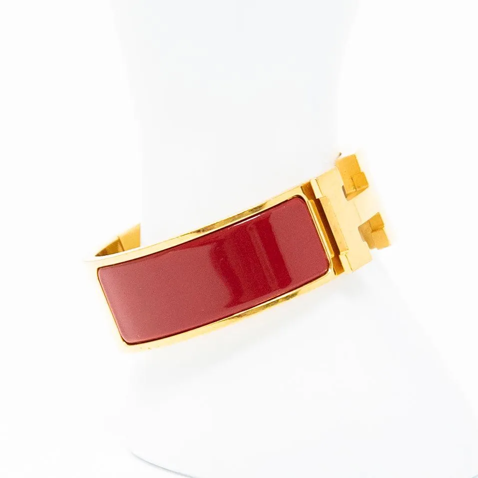 Hermes Rouge Enamel Clic H Bracelet