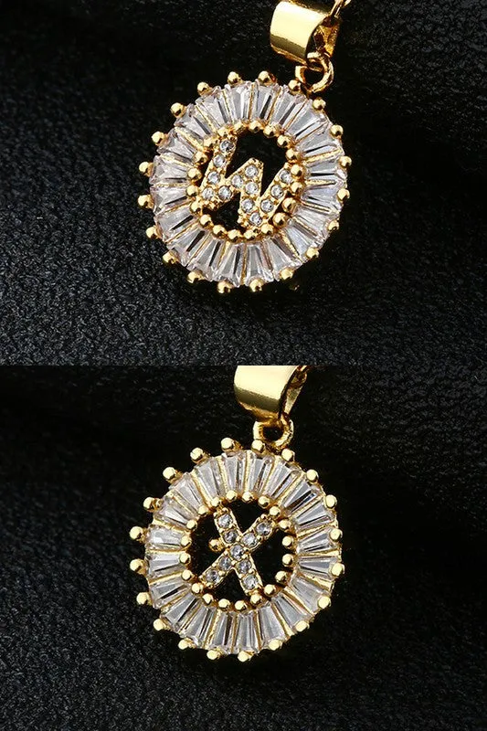 Initial Sun Pendant Necklace