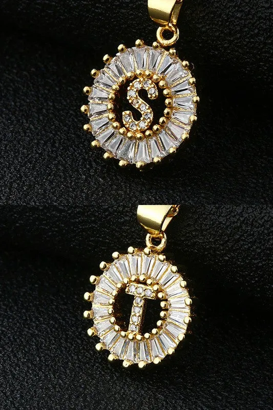 Initial Sun Pendant Necklace