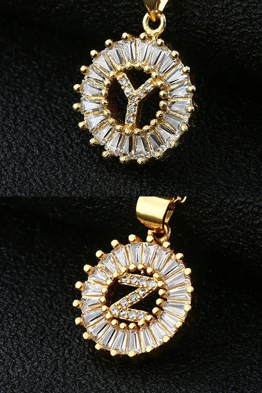 Initial Sun Pendant Necklace