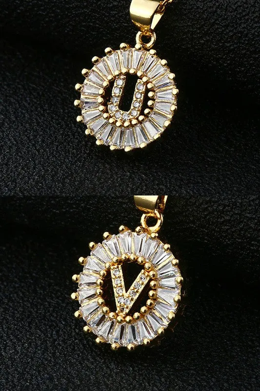 Initial Sun Pendant Necklace