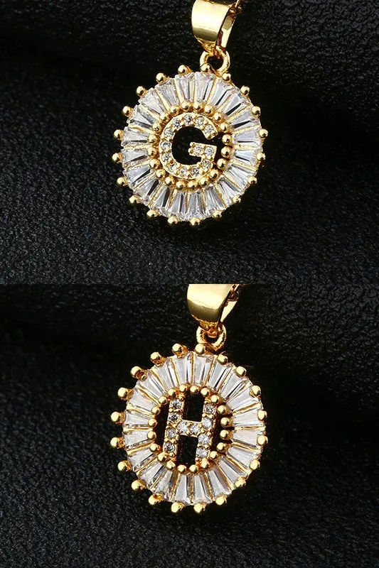Initial Sun Pendant Necklace