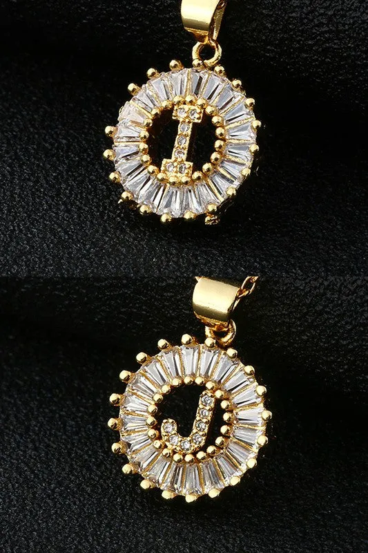Initial Sun Pendant Necklace