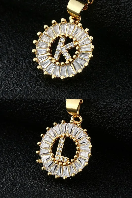 Initial Sun Pendant Necklace
