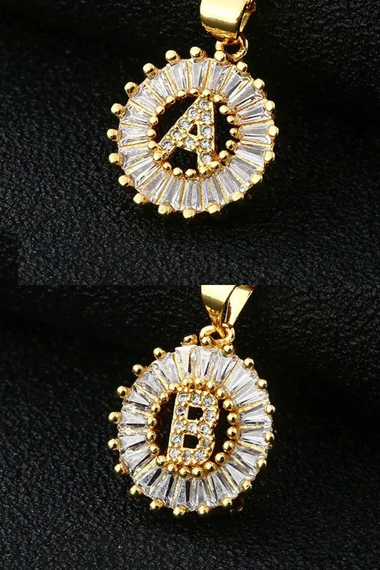 Initial Sun Pendant Necklace