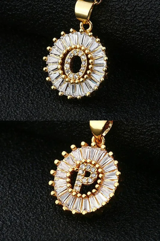 Initial Sun Pendant Necklace