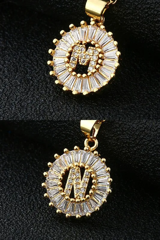 Initial Sun Pendant Necklace