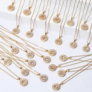 Initial Sun Pendant Necklace
