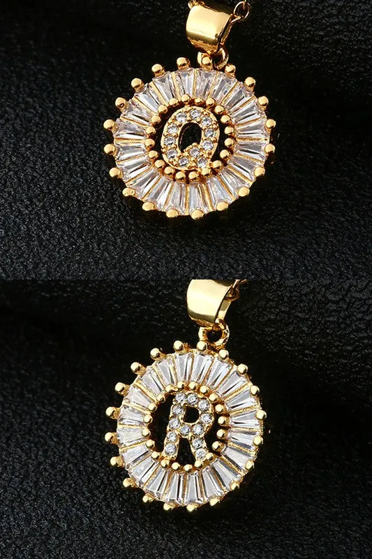 Initial Sun Pendant Necklace
