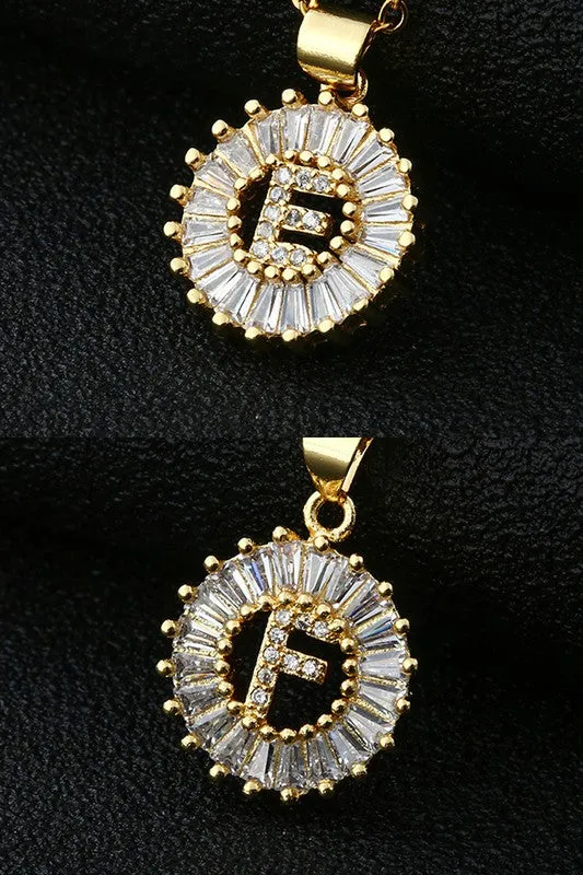 Initial Sun Pendant Necklace