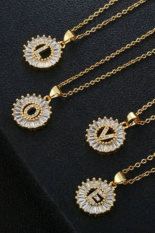 Initial Sun Pendant Necklace